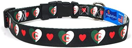 אלג'יריה צווארון כלבים | אני אוהב את אלג'יריה | סגנון מרטינגייל | ורוד | דגל אלג'יריה | לכלבים גדולים במיוחד | מיוצר ב-